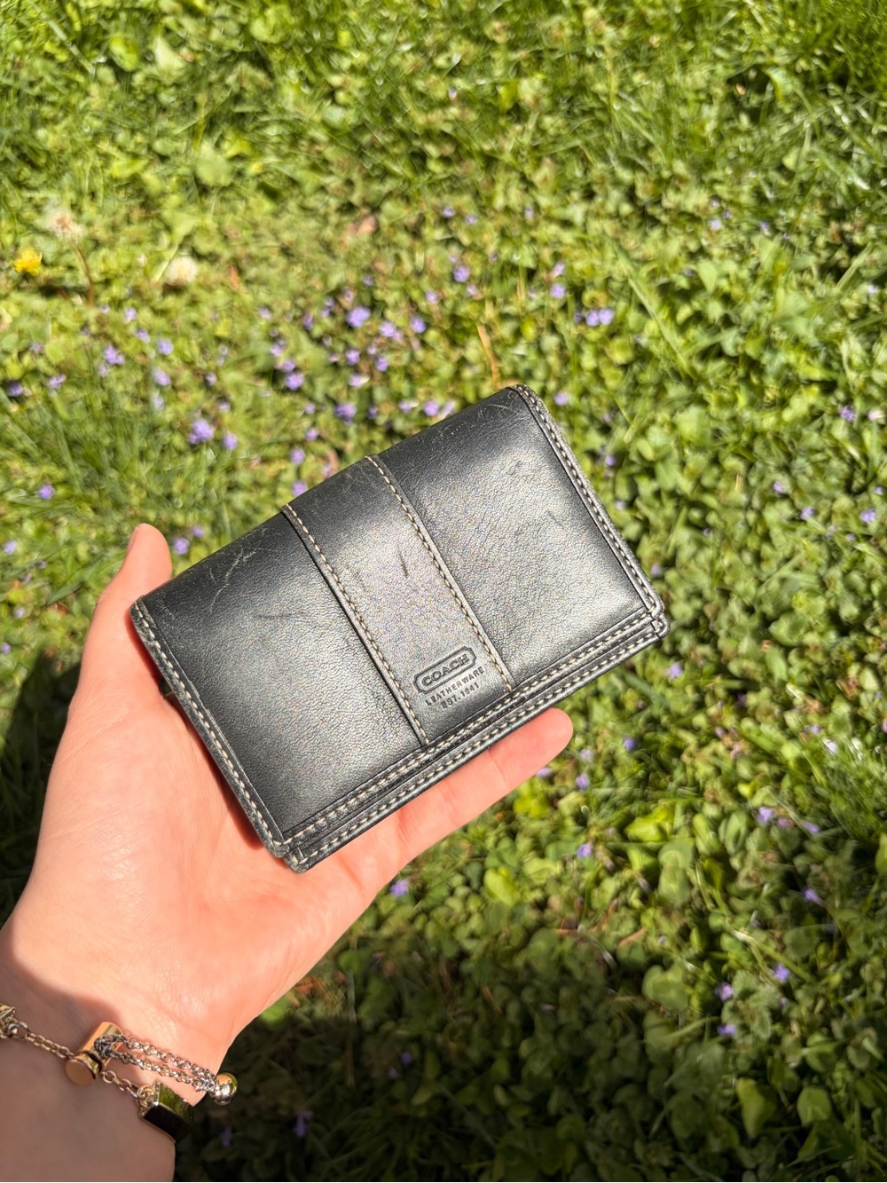 Coach Black Leather Fold Card Wallet